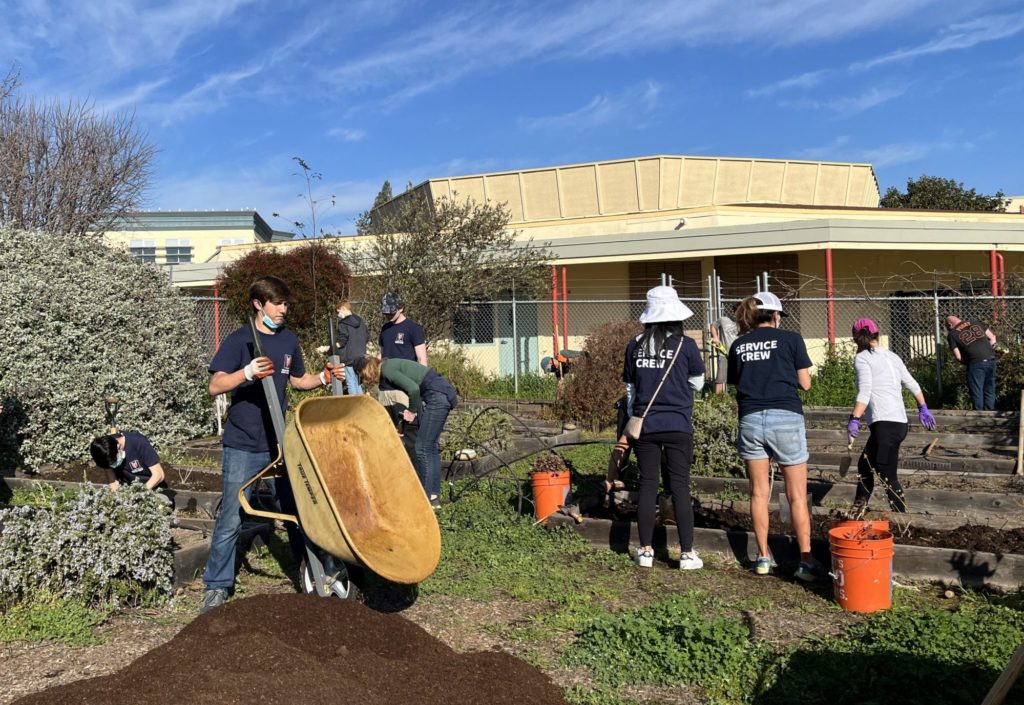 Volunteers helping residential garden